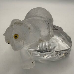 Igor Carl Fabergé Crystal Polar Bear Fishing on an Iceberg Figurine, Signed 1988